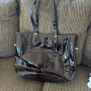 Coach tote bag.  Brown vinyl.  Gently used